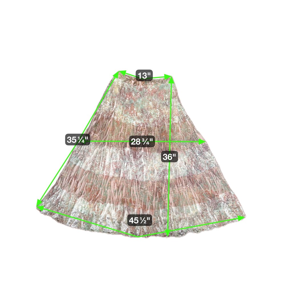 Reba Boho Skirt Cottagecore Women's Tiered Maxi Floral Silk Cotton Blend Size M - Picture 6 of 11